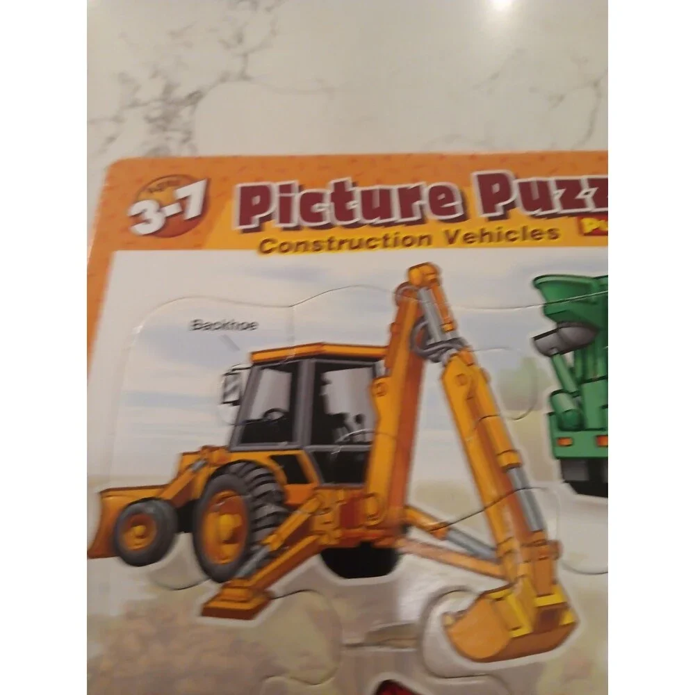 Picture Puzzle Patch 25 Piece Construction Vehicles Complete